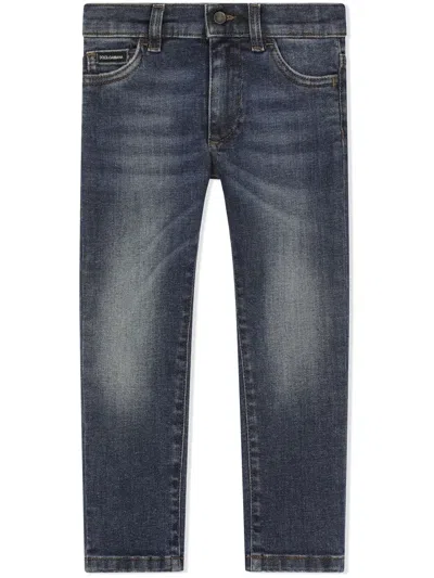 Dolce & Gabbana Kids' Logo Plaque Jeans In Blue