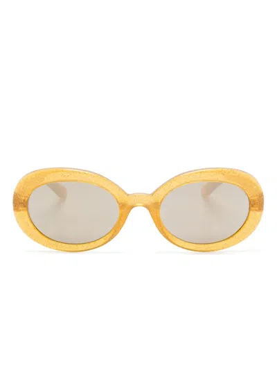 Dolce & Gabbana Logo-appliqué Sunglasses In Yellow