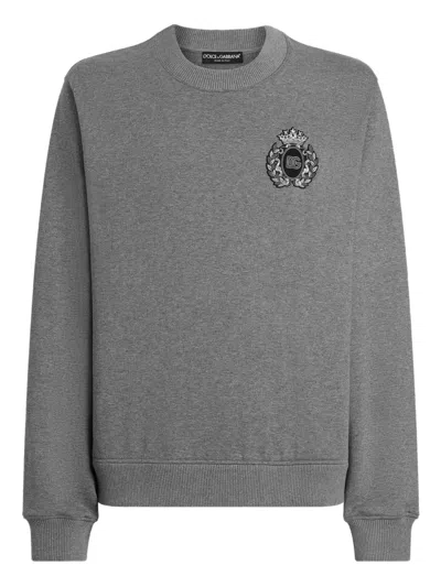 Dolce & Gabbana Logo-appliqué Sweatshirt In Gray
