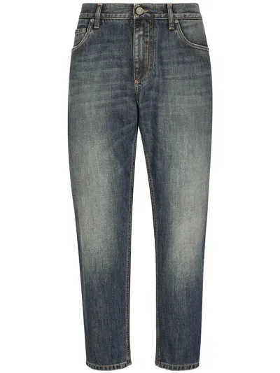 Dolce & Gabbana Tapered-leg Denim Jeans In Blue