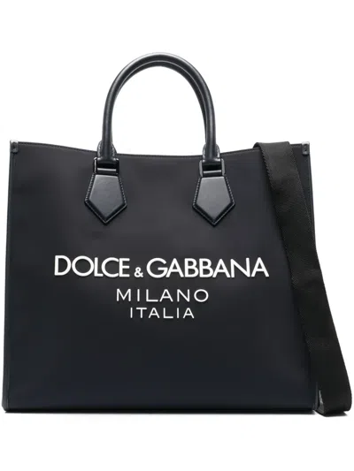 Dolce & Gabbana Logo-appliqué Tote Bag In Blue