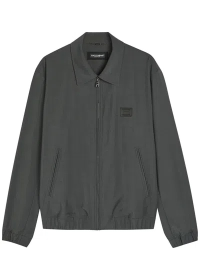Dolce & Gabbana Logo-appliquéd Wool-blend Jacket In Gray