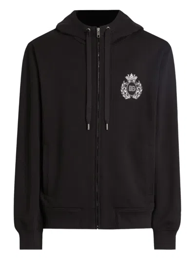 DOLCE & GABBANA LOGO-APPLQIUÉ ZIP-UP HOODIE