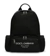 Dolce & Gabbana Sleek Black Backpack With Prominent White Logo Print