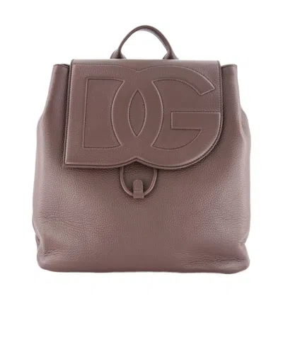 Dolce & Gabbana Logo Backpack In Brown