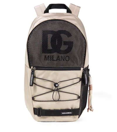 Dolce & Gabbana Kids' Logo Backpack In Sand