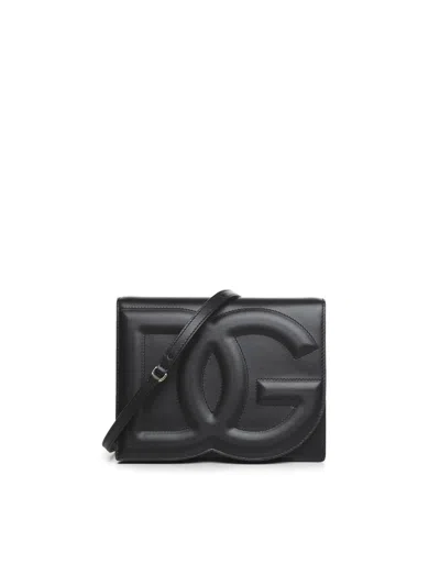 Dolce & Gabbana Logo Bag Shoulder Bag In Calfskin In Black