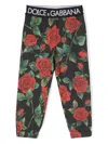 Dolce & Gabbana Logo-band Floral-print Trousers In Black