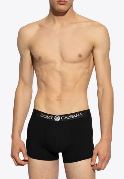 Dolce & Gabbana Logo Band Jersey Boxers In Black