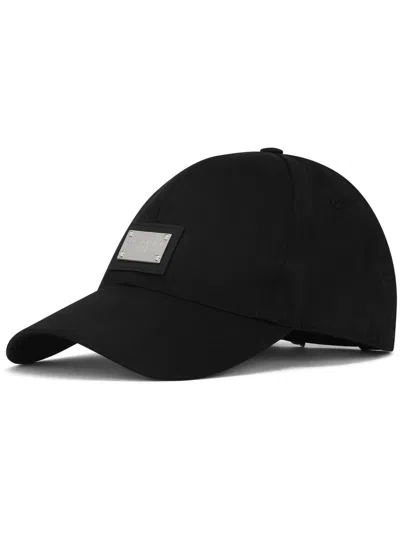Dolce & Gabbana Cotton Baseball Cap With Branded Tag In Black