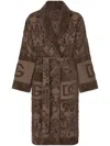 Dolce & Gabbana Bathrobe In Terry Cotton Jacquard In Brown