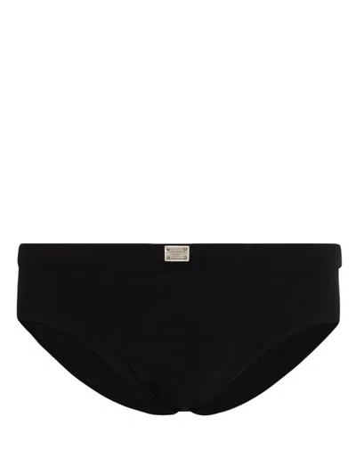 Dolce & Gabbana Logo Beach Briefs In Black  