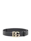 Dolce & Gabbana Black Belt With Buckle Closure And Interwoven Design In Leather Man