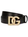 Dolce & Gabbana Black Belt With Logo Buckle In Black