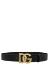 Dolce & Gabbana Men  Man's Black Leather Belt With Dg  Buckle In Black