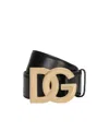 Dolce & Gabbana Patent Leather Belt With Dg Logo In Black