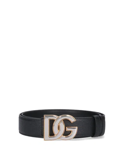 Dolce & Gabbana Logo Belt In Black