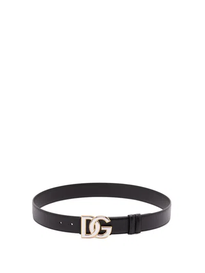 Dolce & Gabbana Men Logo Belt In Black