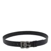 Dolce & Gabbana Black Belt With Logo Plaque On The Front In Leather Man In Black