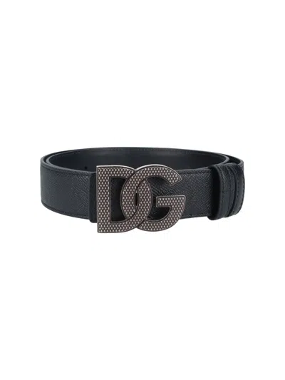 Dolce & Gabbana Logo Belt In Black