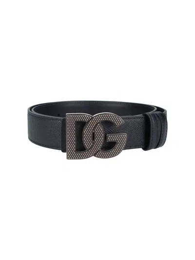 Dolce & Gabbana Logo Belt In Black