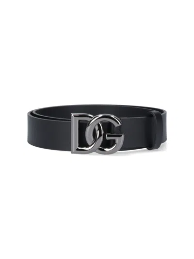 Dolce & Gabbana Logo Belt In Black