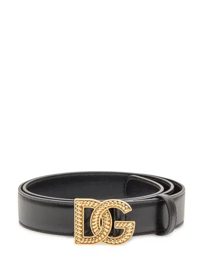 Dolce & Gabbana Logo Belt Vit. In Black