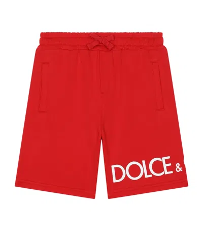 Dolce & Gabbana Kids' Logo Bermuda Sweatshorts In Red