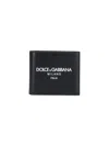 Dolce & Gabbana Dolce&gabbana Black Leather Bi Fold Wallet With Logo In Dg Milano Italia