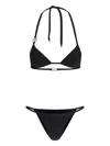 Dolce & Gabbana Logo-plaque Halterneck Bikini Set In Black