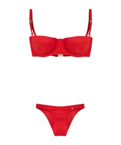 Dolce & Gabbana Logo Bikini Set In Red