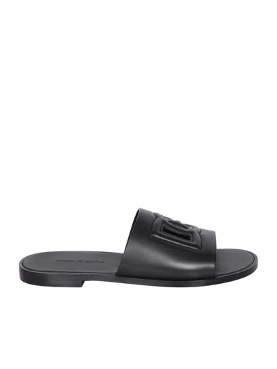Dolce & Gabbana Logo Black Sandals