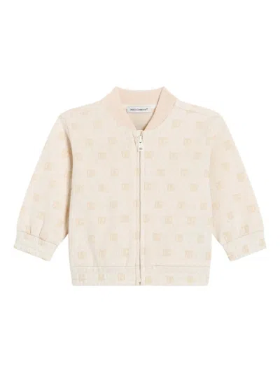 Dolce & Gabbana Babies' Logo Bomber Jacket In Neutral