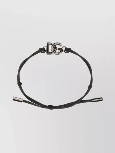 Dolce & Gabbana Logo Bracelet Metal Accents In Black