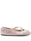 Dolce & Gabbana Pink Ballet Flats With Metallic Dg Logo Plaque In Pink