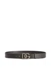 Dolce & Gabbana Black Belt With Logo Plaque On The Front In Leather Man In Black