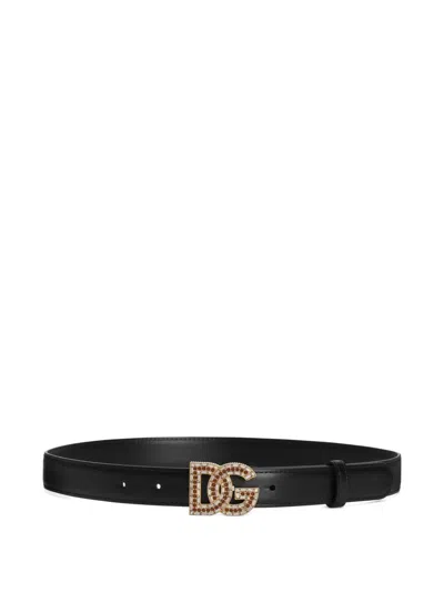Dolce & Gabbana Logo-buckle Belt In Black
