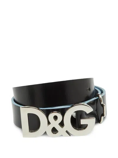 Pre-owned Dolce & Gabbana Logo Buckle Belt In Black