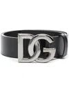 Dolce & Gabbana Men Dg Logo Leather Belt In Black