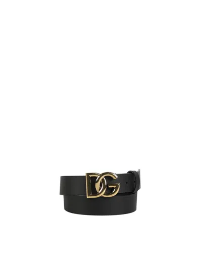 Dolce & Gabbana Logo Buckle Belt In Black