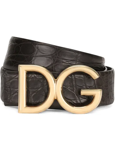 Dolce & Gabbana Logo Buckle Belt In Brown