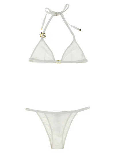 Dolce & Gabbana Logo Buckle Bikini In White