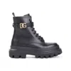 Dolce & Gabbana High Ankle Leather Boot With Chunky Sole In Black
