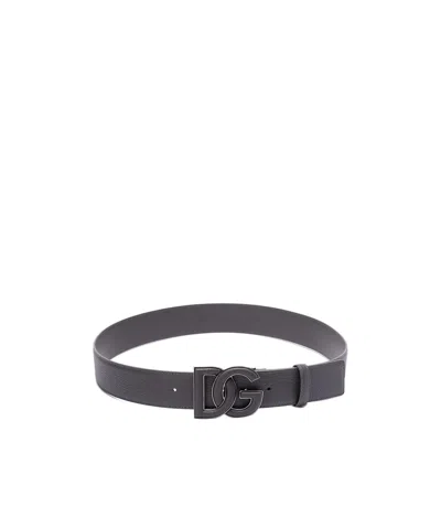 Dolce & Gabbana Logo-buckle Leather Belt In Black