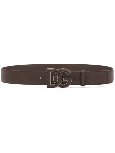 DOLCE & GABBANA LOGO-BUCKLE LEATHER BELT