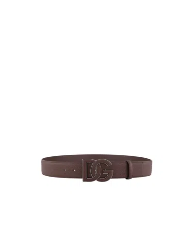 Dolce & Gabbana Logo-buckle Leather Belt In Brown