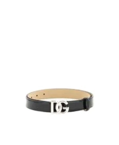 Dolce & Gabbana Logo Buckle Leather Belt In Nude