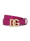 Dolce & Gabbana Logo-buckle Leather Belt In Pink