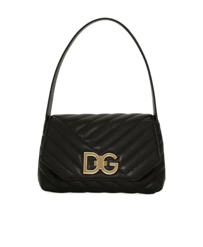 Dolce & Gabbana Logo-buckle Padded Leather Bag In Black