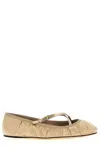 Dolce & Gabbana Gathered Satin Mary Jane Ballet Flats In Beige